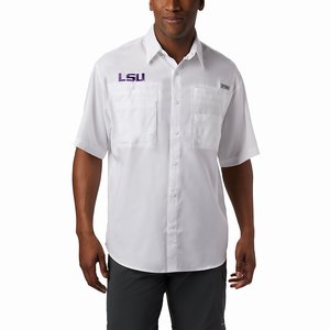 Columbia Collegiate PFG Tamiami™ Shortärmad Skjorta - LSU Herr Vita (QWADJ4871)